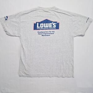 Vintage Lowe's Graphic Tee Gray Mens XL Construction Shirt